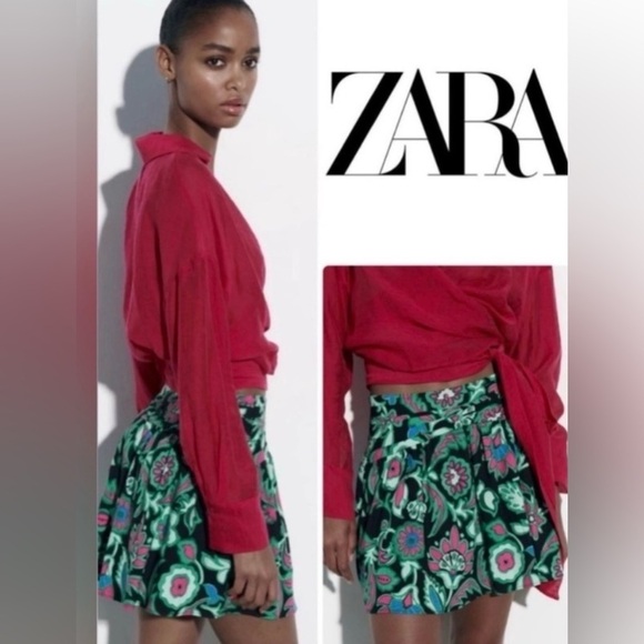 Zara Dresses & Skirts - Zara FLORAL PRINT LINEN BLEND MINI SKIRT - SIZE XS - NWT